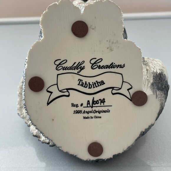 Angel Cat Resin Statue Gray Tabby 5" 1998 Cuddly Creations by Angel Originals - Picture 10 of 11